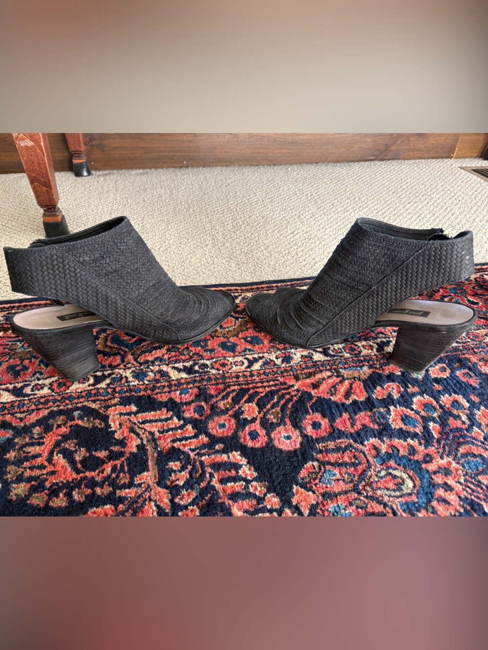 Paul Green Black Woven Ankle Booties